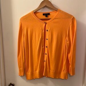 Ann Taylor Orange Ribbed Cardigan Sweater